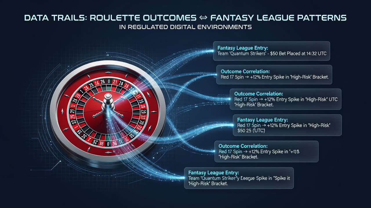 Analytics dashboard displaying correlated roulette and fantasy league data streams from regulated digital markets