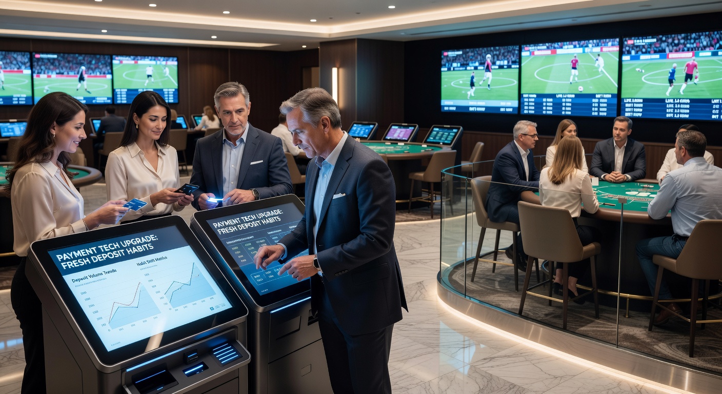 Payment technology interfaces showing deposit options for table games and sports betting on mobile devices