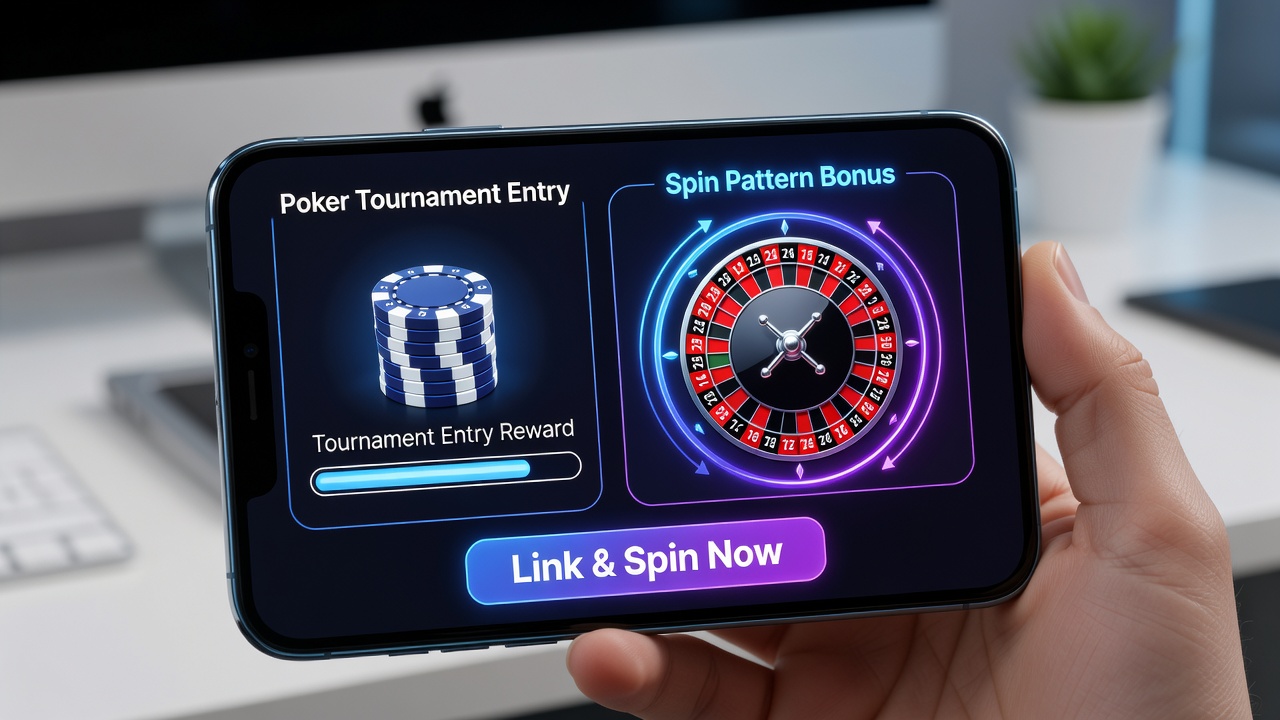 Close-up view of roulette wheel interface with highlighted spin patterns linked to poker tournament rewards