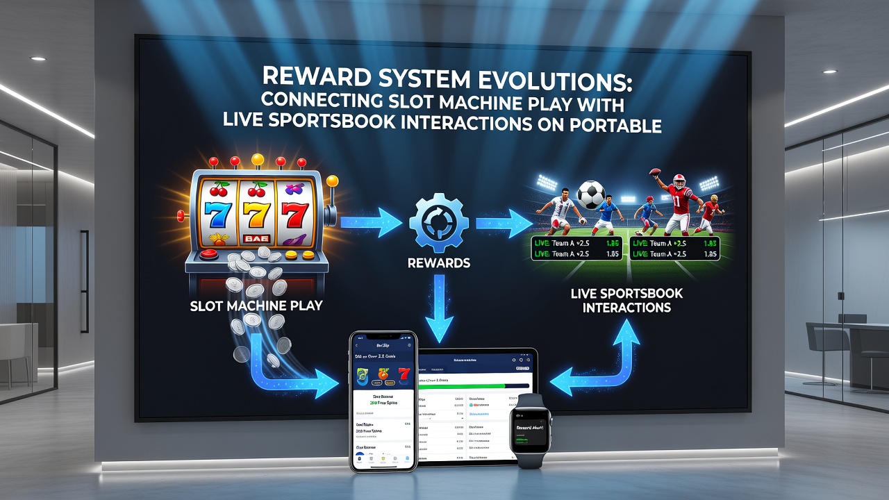 Close-up of portable device screen showing reward points transferring between slots and live sports betting