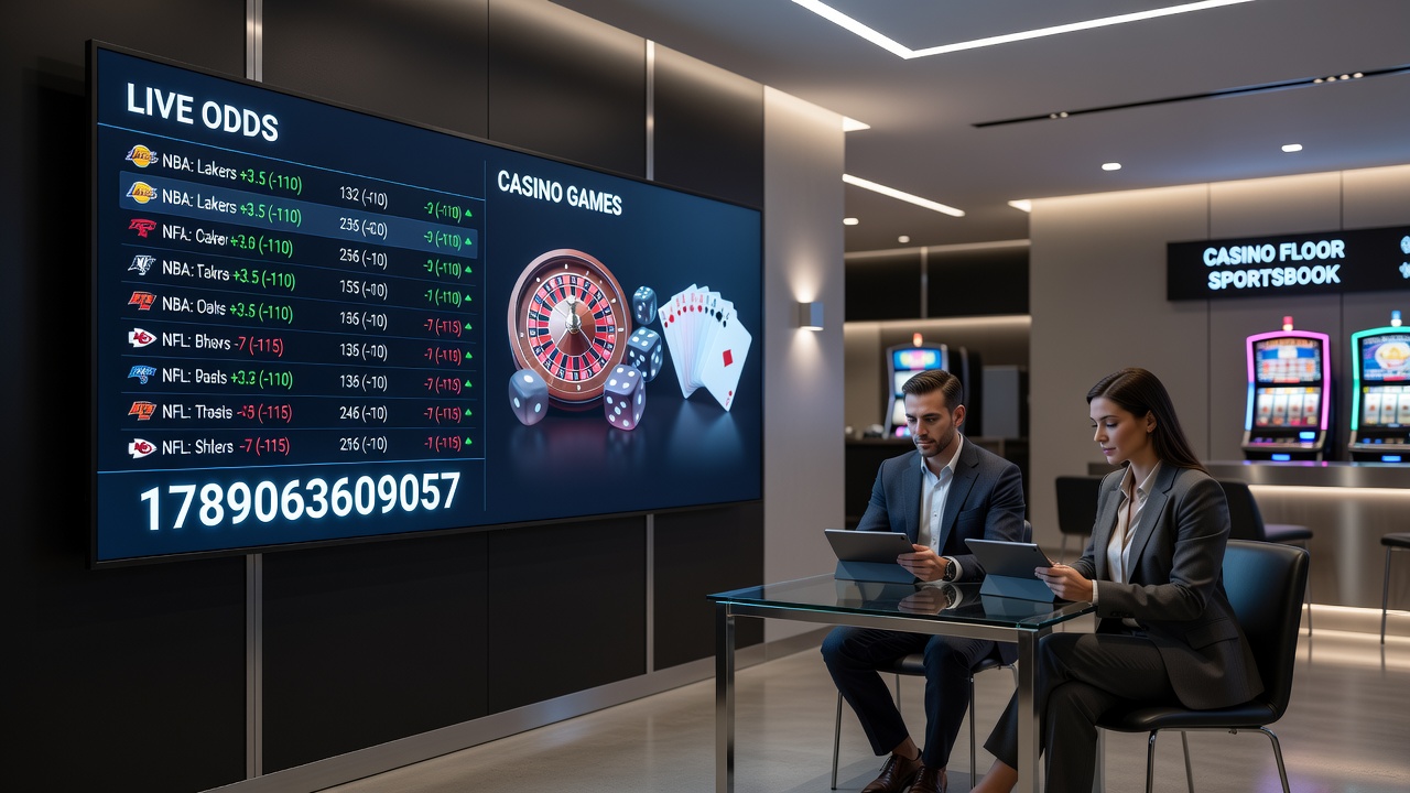 Players engaging with integrated sports and casino gaming applications on tablets